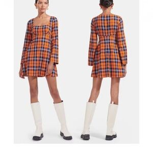 STAUD Plaid Mini Dress